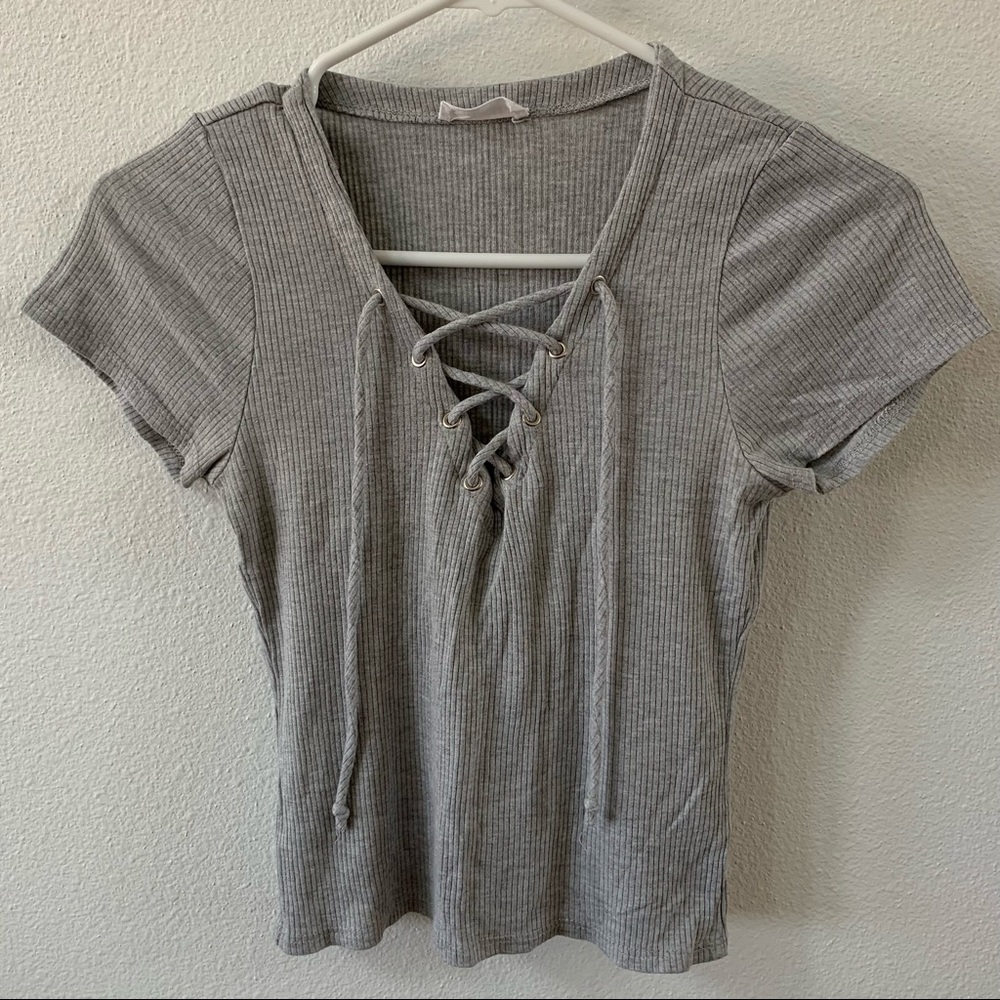 Full Tilt Brand Short Sleeve Too w/ Lace Up Detail